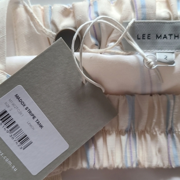 Lee Mathews Madox Cutout Striped Shantung Top, Size 6, Off-White | Blue, NWT - Picture 11 of 13